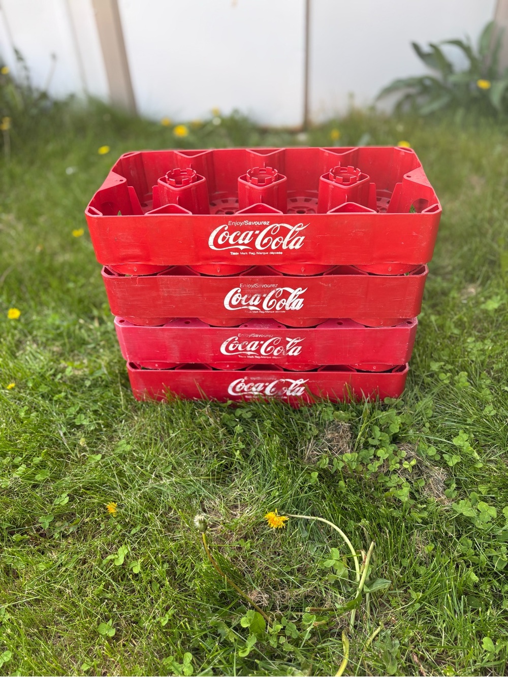 Coca-Cola Red Plastic Bottle Crates - Stack of Four 8x2L READ